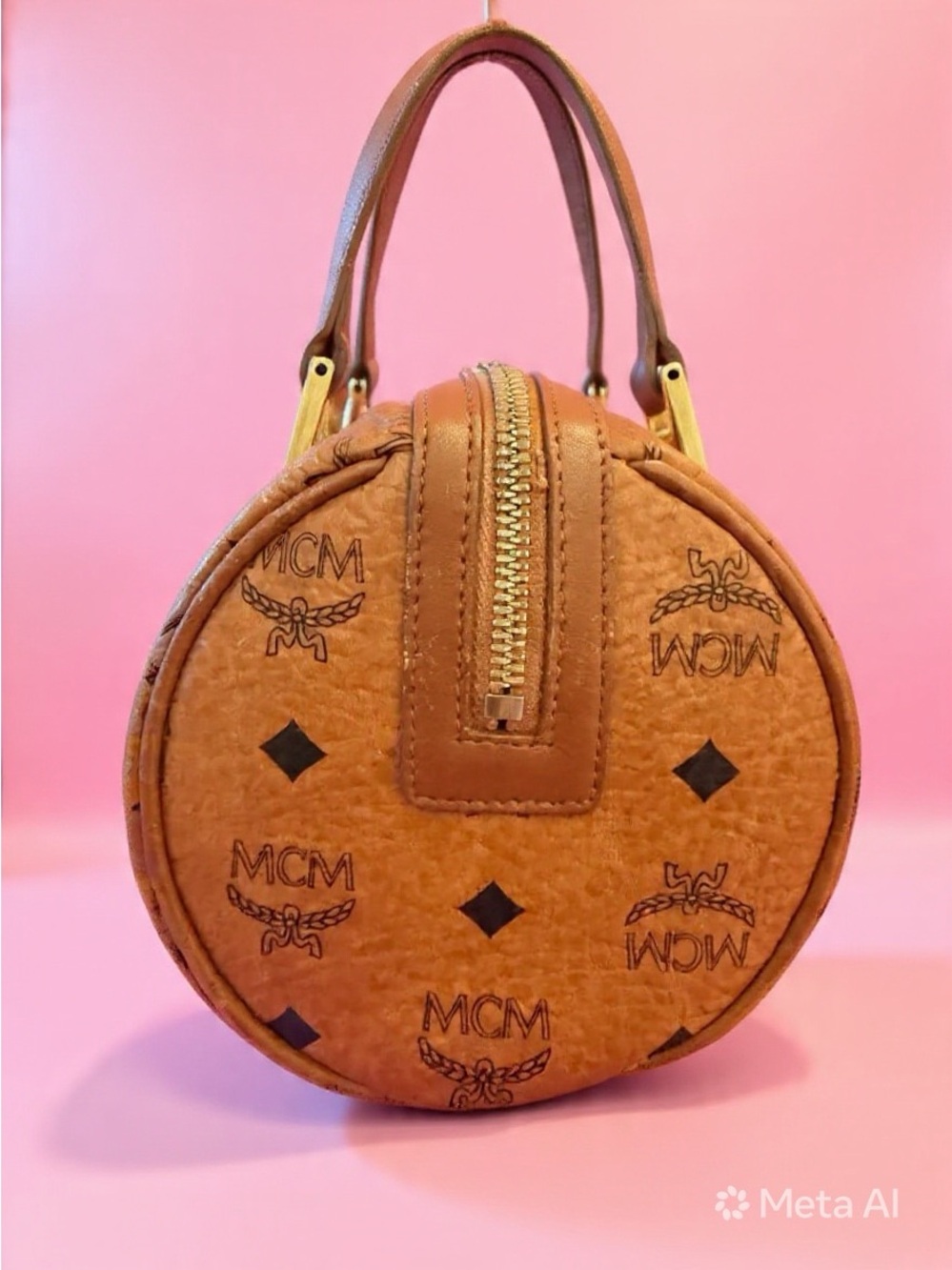 Authentic MCM Cognac Visetos Barrel Bag - Gently Used - Picture 4 of 7